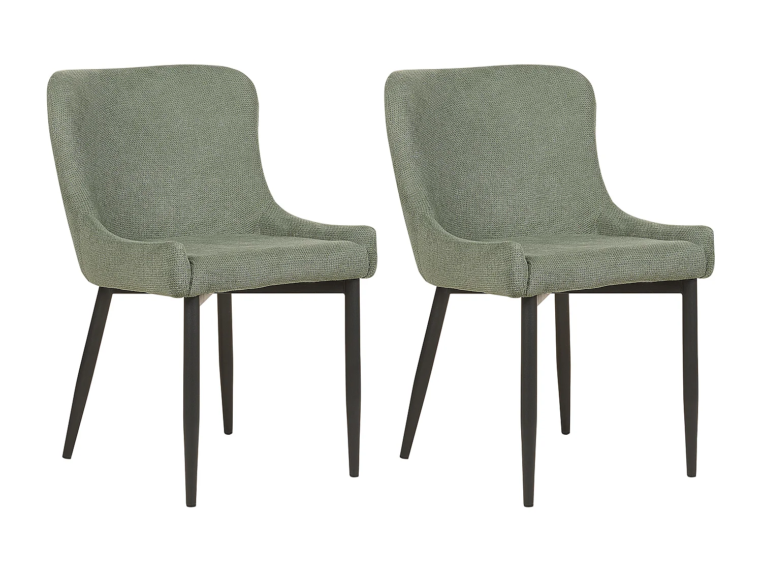 Chaise de salle à manger Set de 2 Tissu Vert EVERLY