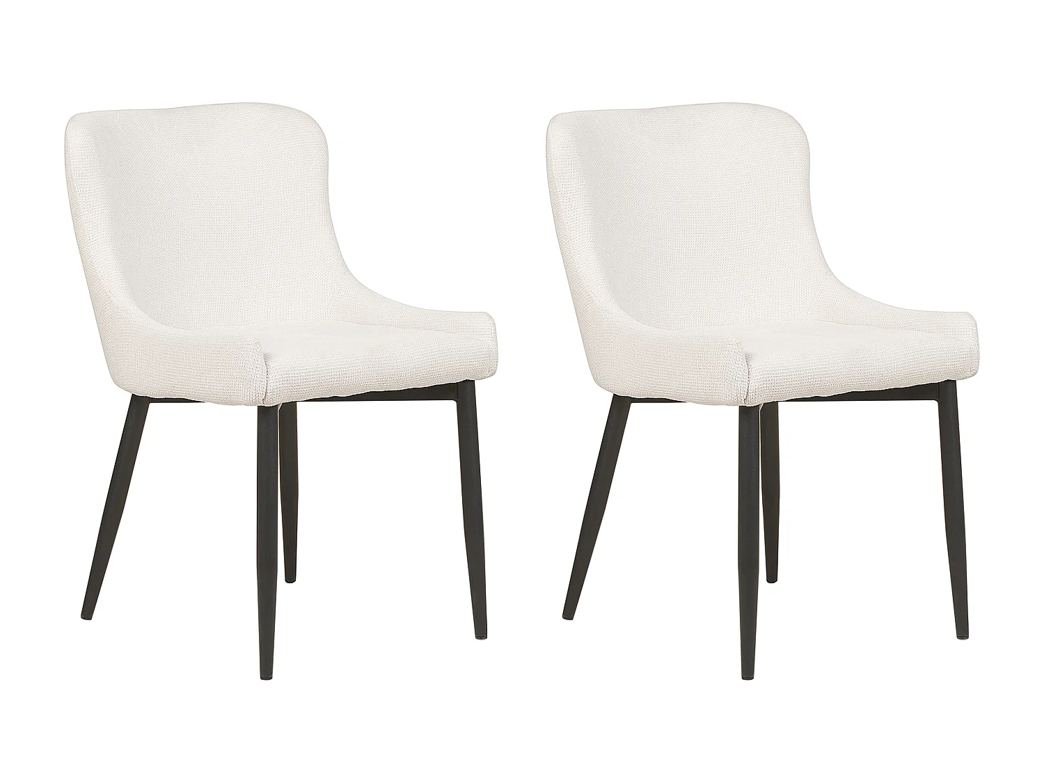 Chaise de salle à manger Set de 2 Tissu Blanc cassé EVERLY