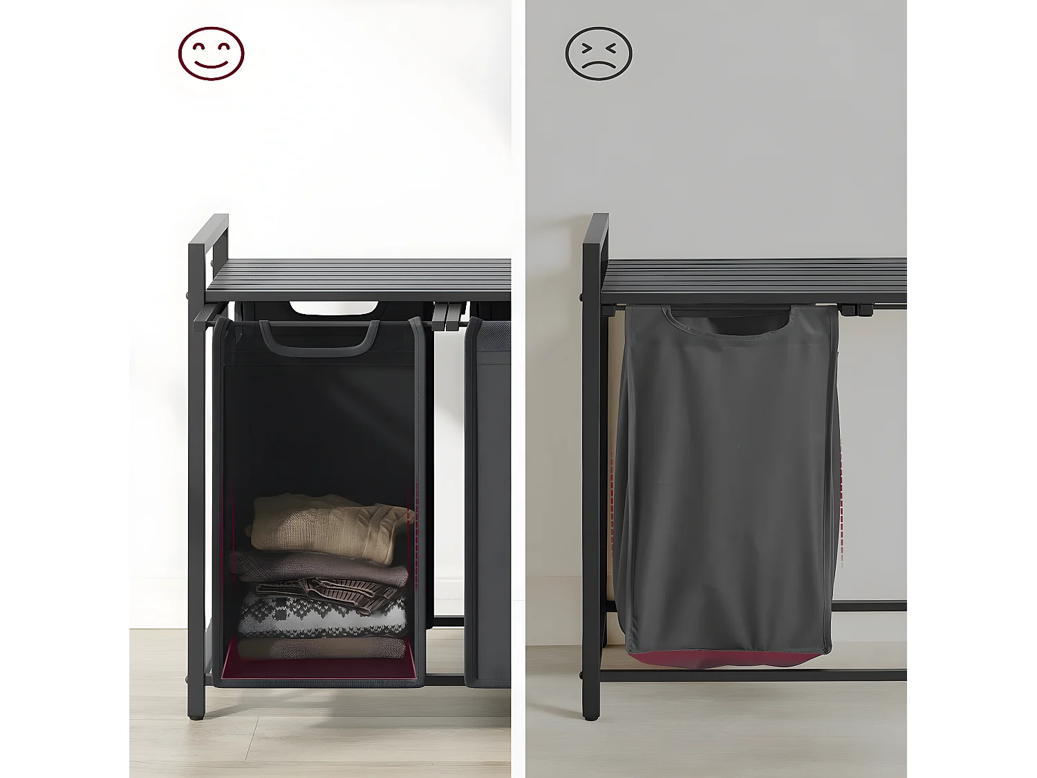 Panier à linge 3 compartiments - L92,5 cm