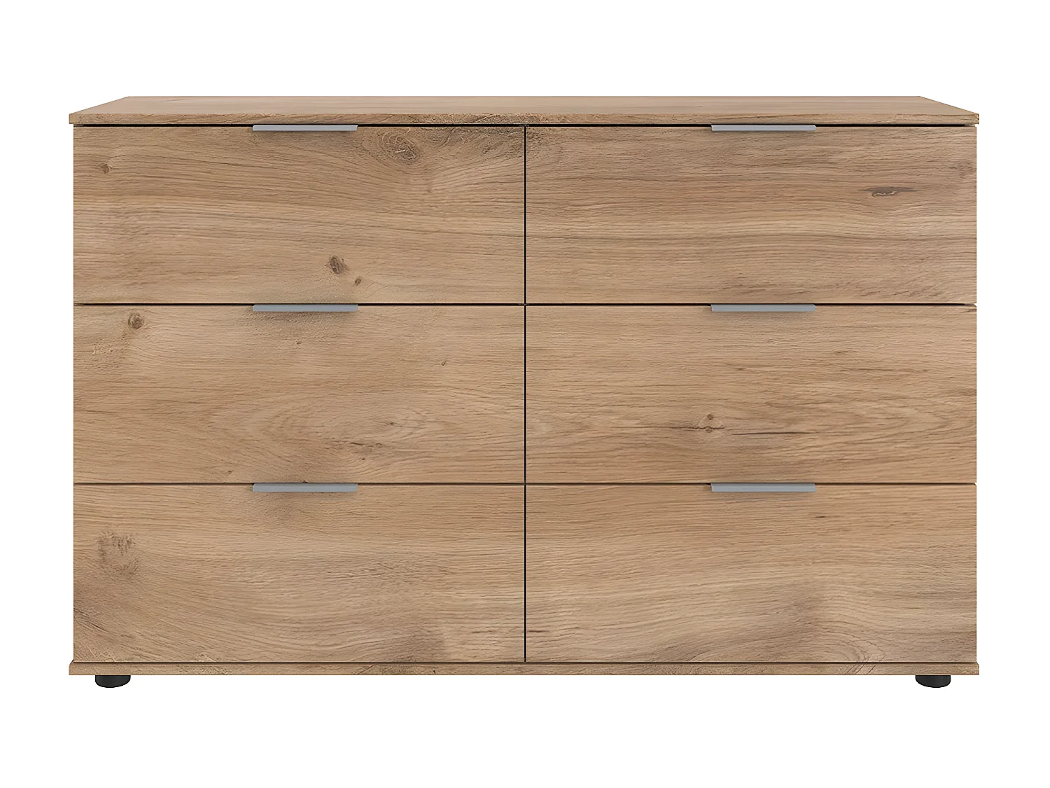 Commode 6 tiroirs avec poignées en métal - L130 cm