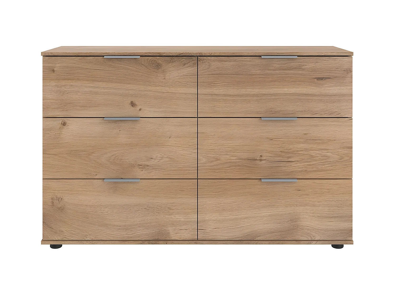 Commode 6 tiroirs avec poignées en métal - L130 cm