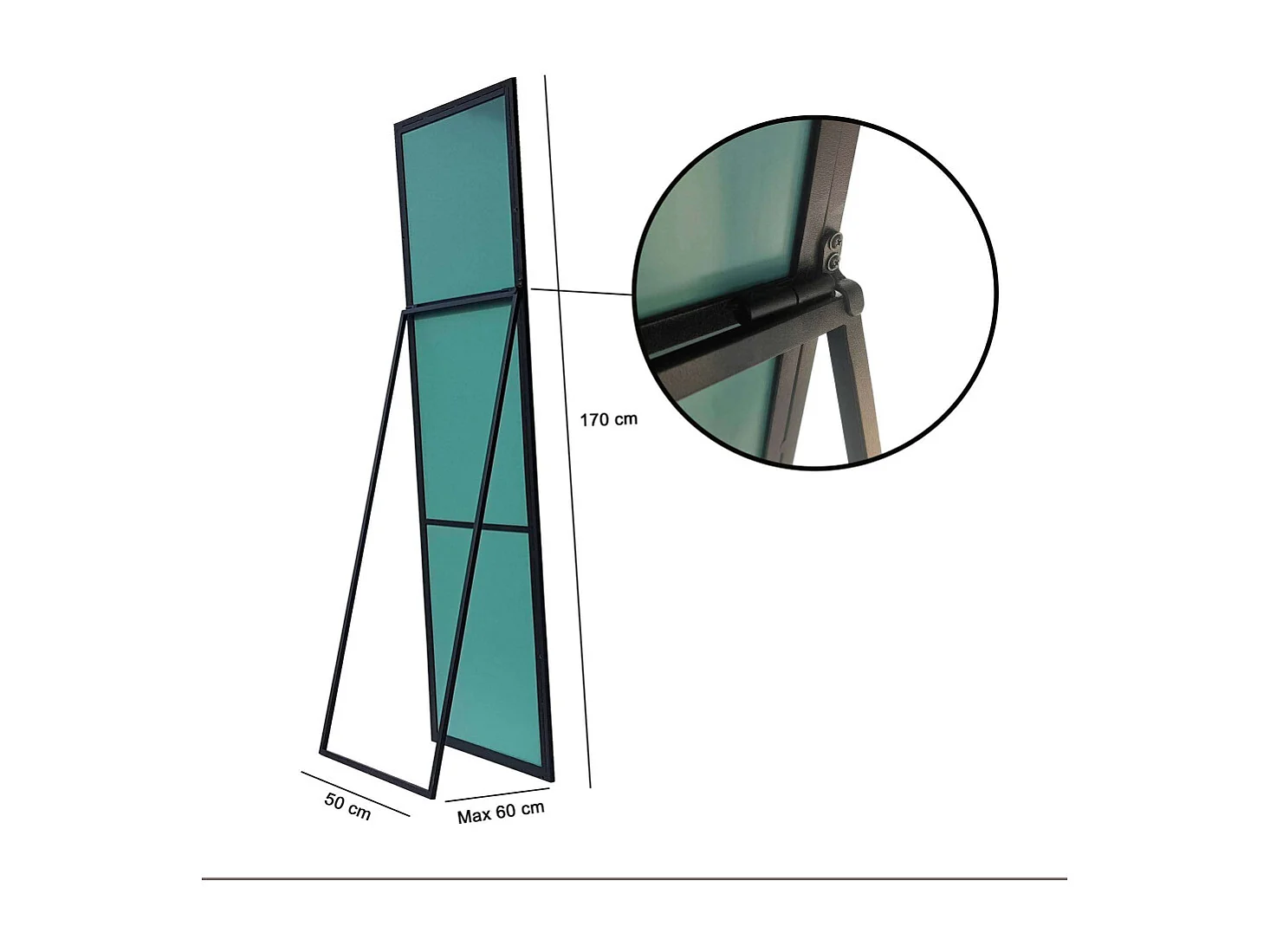 Miroir psyché en métal Noir