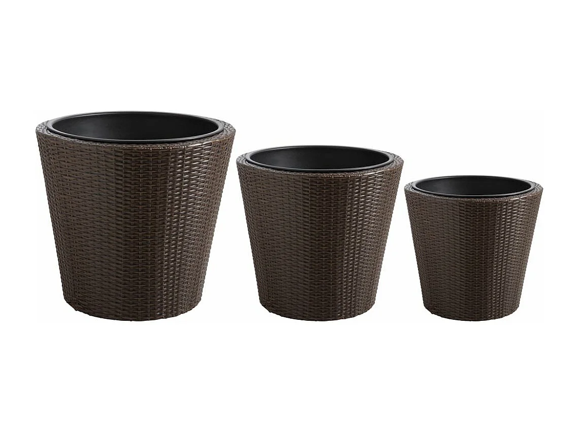 Cache-pots en résine tressée (lot de 3) Ronde