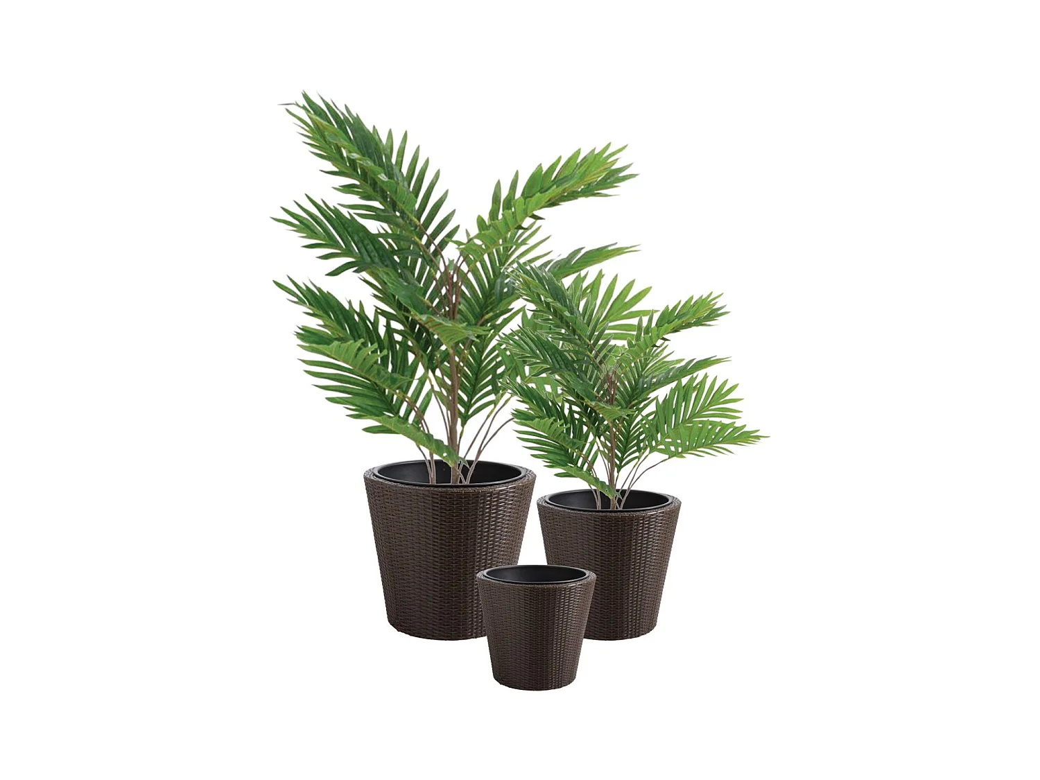 Cache-pots en résine tressée (lot de 3) Ronde