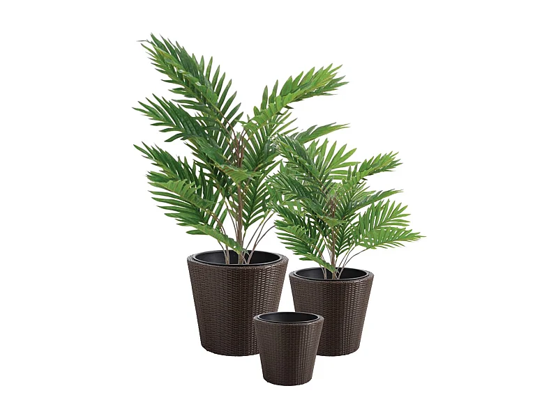 Cache-pots en résine tressée (lot de 3) Ronde