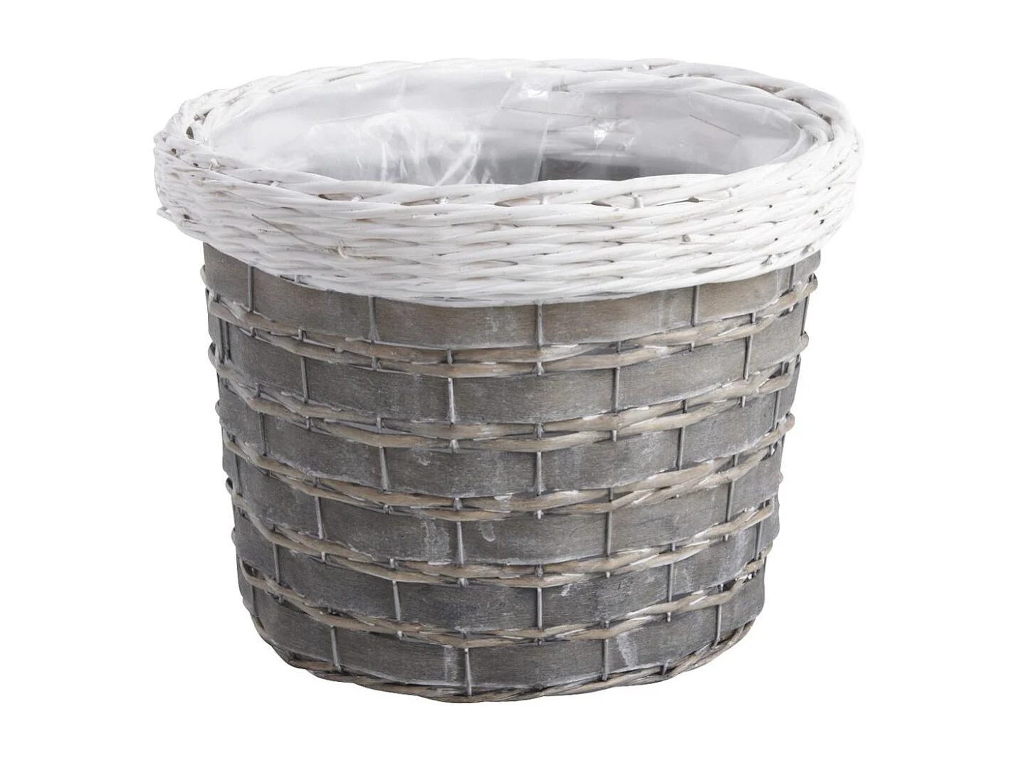 Cache-pots en osier gris et blanc (lot de 3)