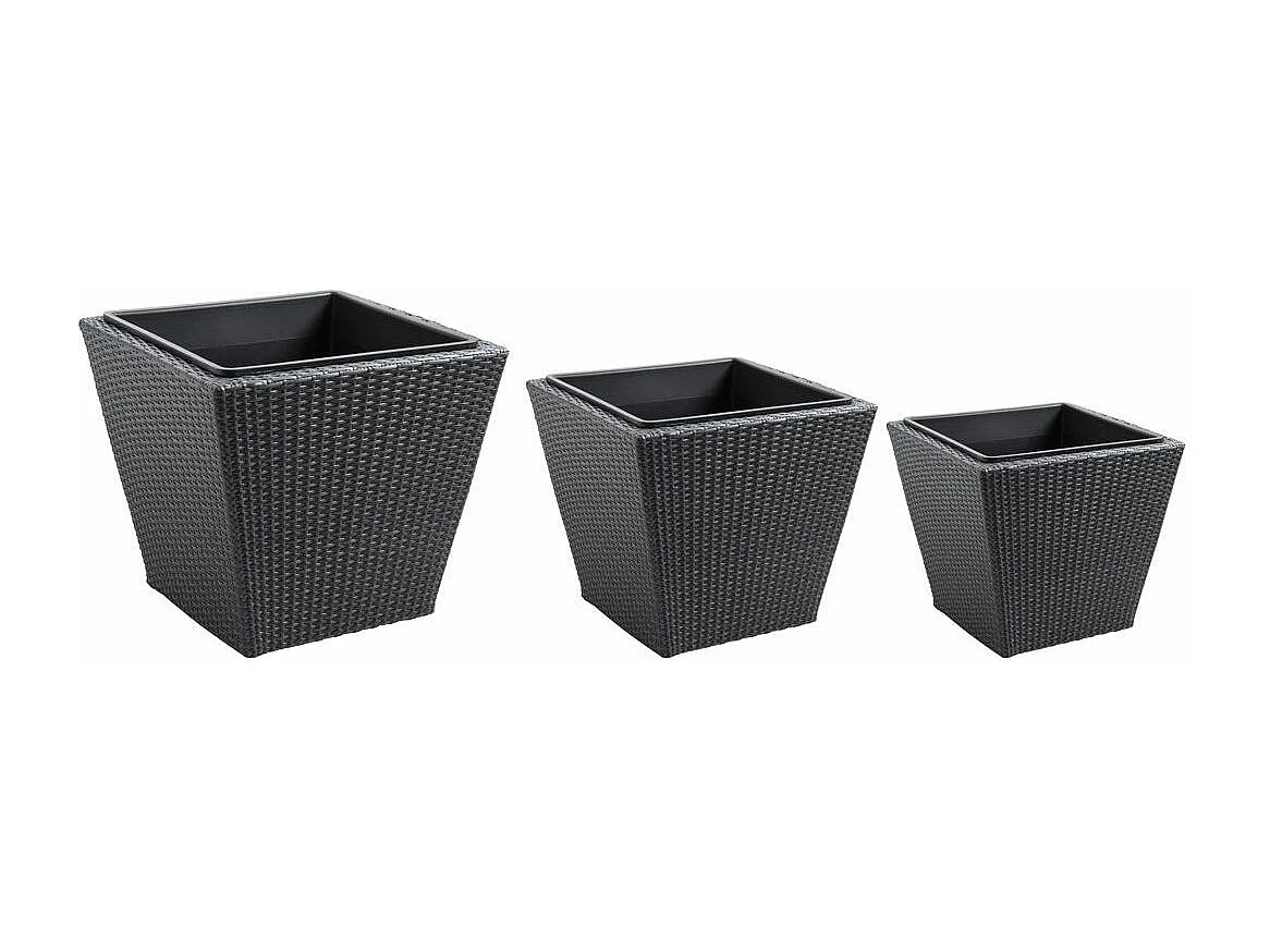 Cache-pots en résine tressée (lot de 3) Carré