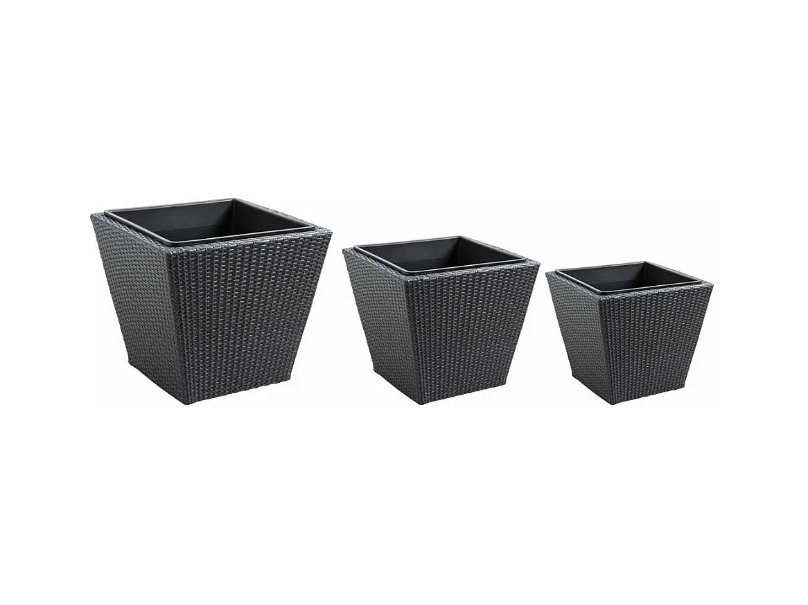Cache-pots en résine tressée (lot de 3) Carré