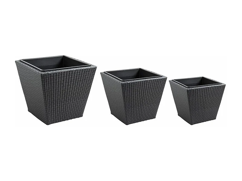 Cache-pots en résine tressée (lot de 3) Carré