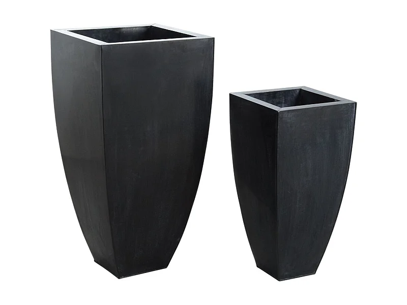 Cache-pots en zinc noir (lot de 2)