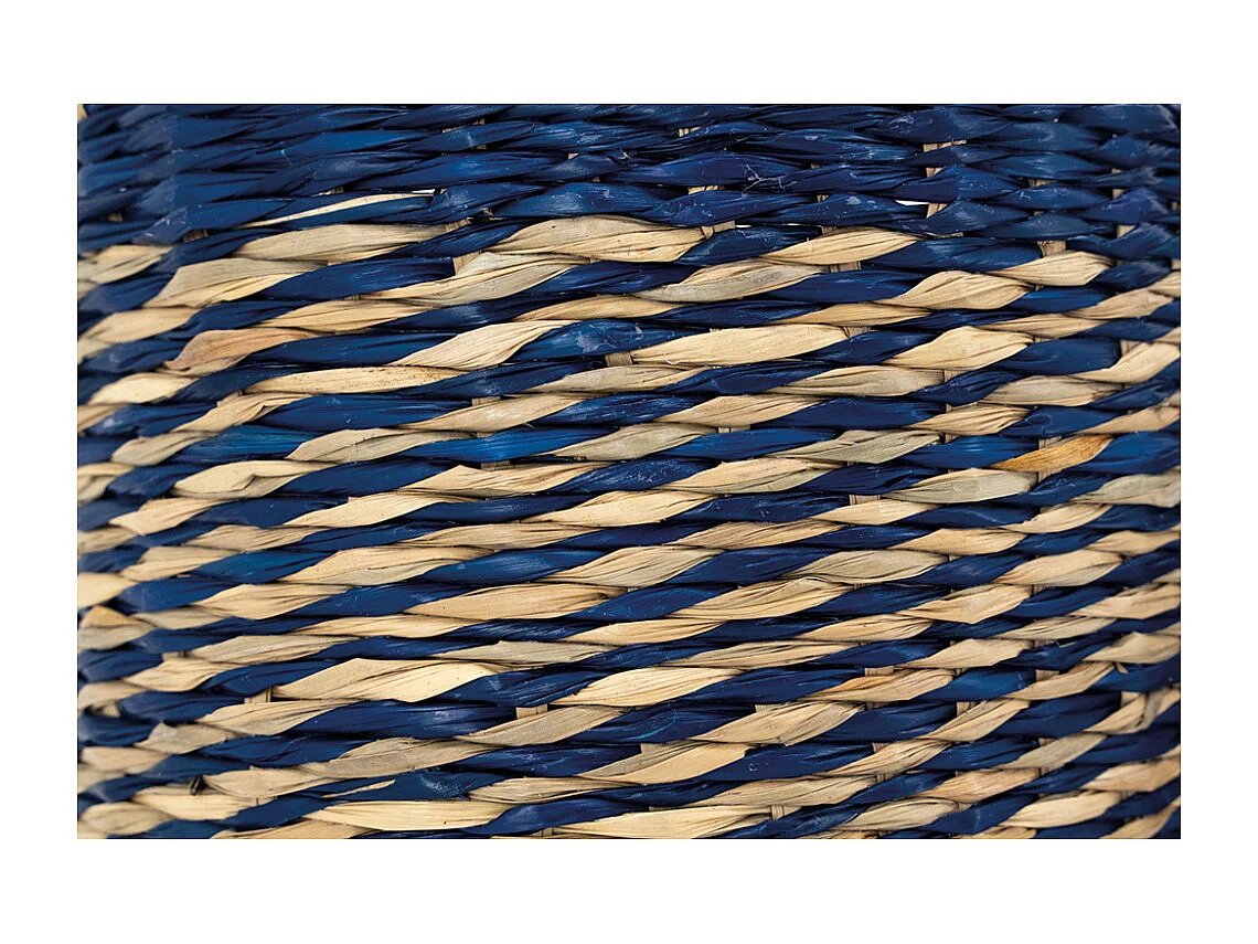 Cache-pots en jonc naturel et bleu (lot de 3)