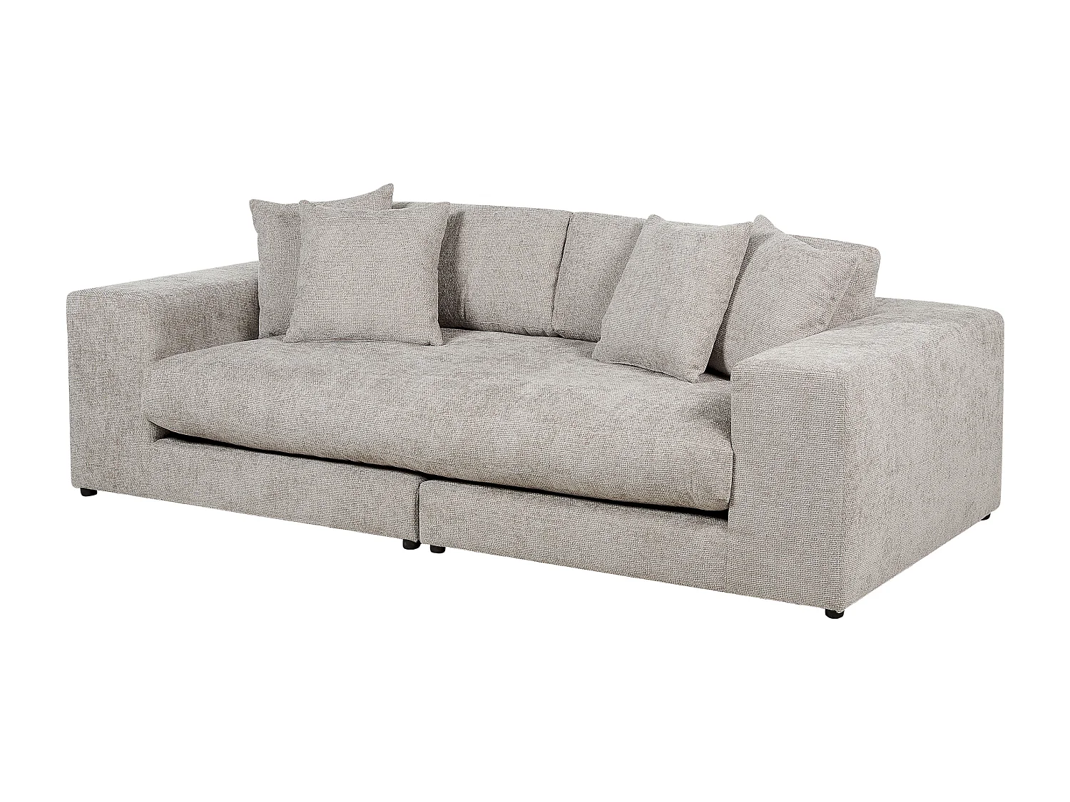 3-Sitzer Sofa Stoffbezug beige taupe mit Armlehnen dicken Kissen Skandi Glorvika