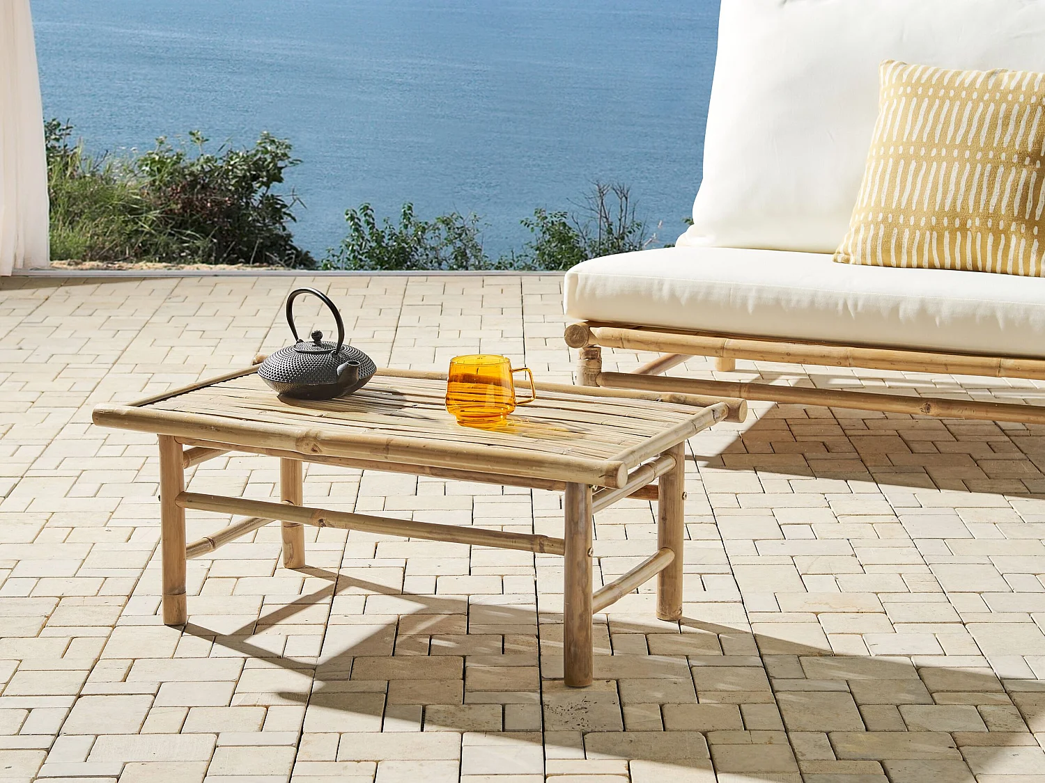 Couchtisch Bambusholz hellbraun rechteckig 80 x 45 cm Indoor & Outdoor Todi