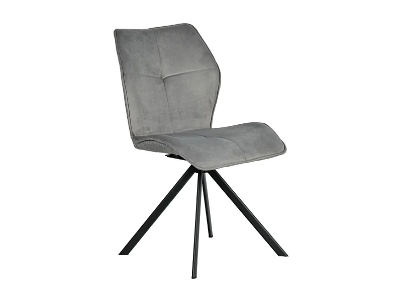 Chaise pivotante en velours et tissu gris pieds métal noir - DIANE