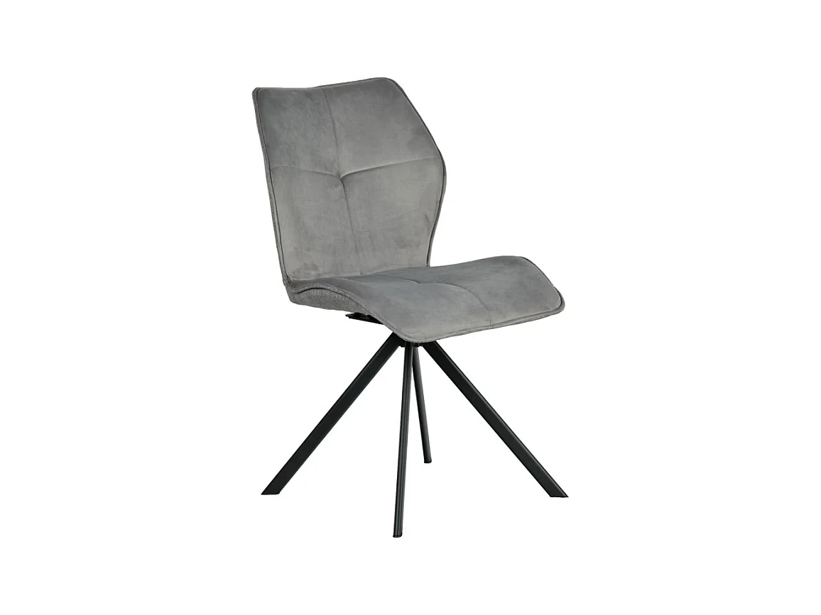 Chaise pivotante en velours et tissu gris pieds métal noir - DIANE