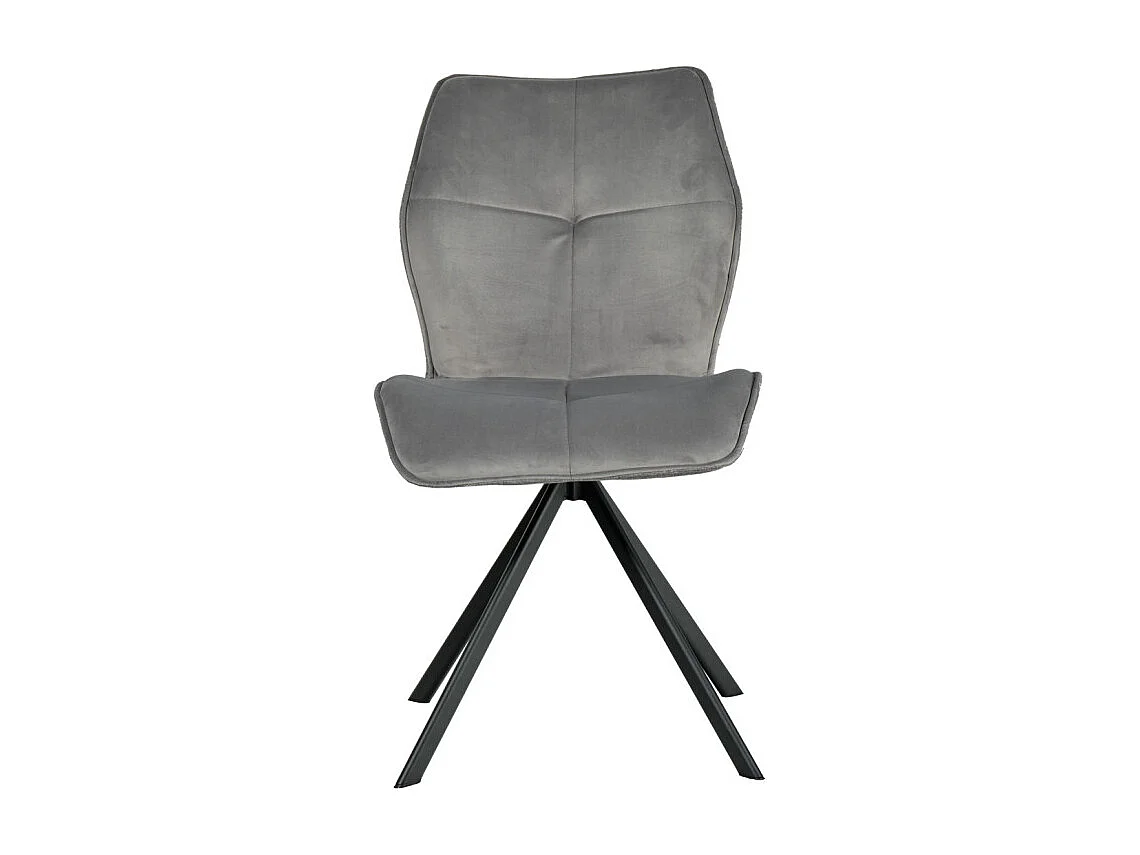 Chaise pivotante en velours et tissu gris pieds métal noir - DIANE