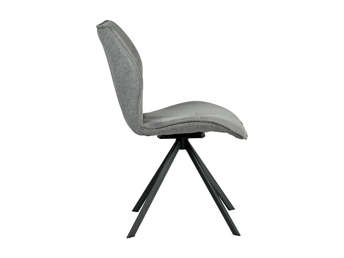 Chaise pivotante en velours et tissu gris pieds métal noir - DIANE