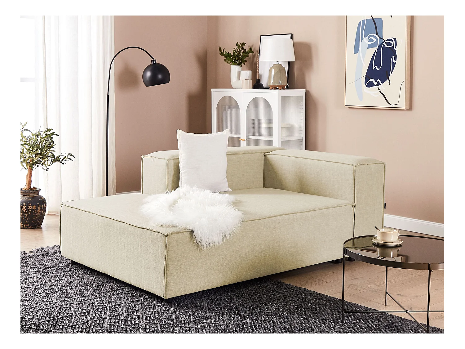 Chaise longue APRICA Lin synthétique Beige