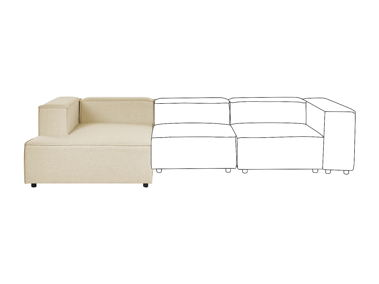 Chaise longue APRICA Linho sintético Creme