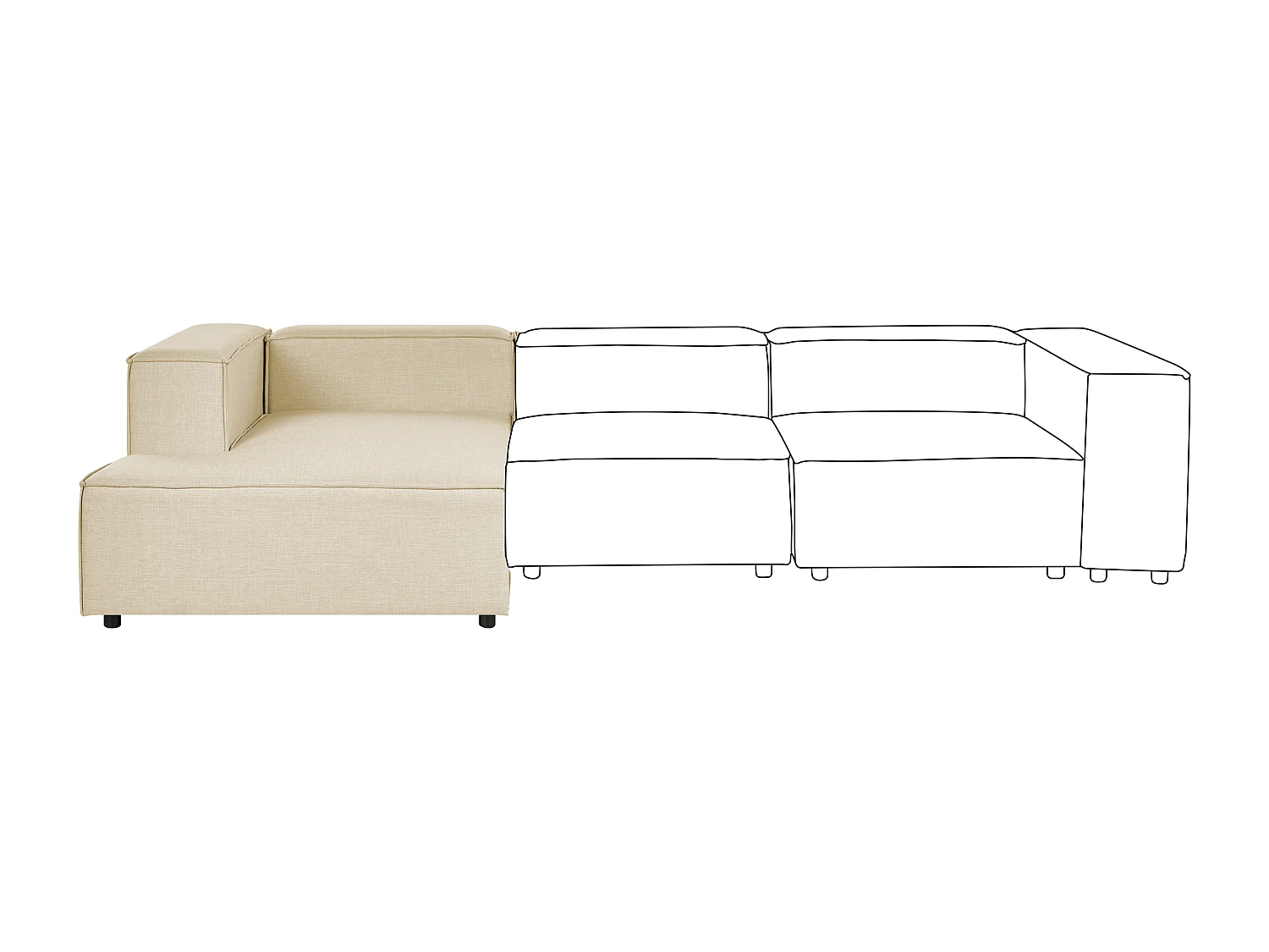 Chaise longue APRICA Lin synthétique Beige