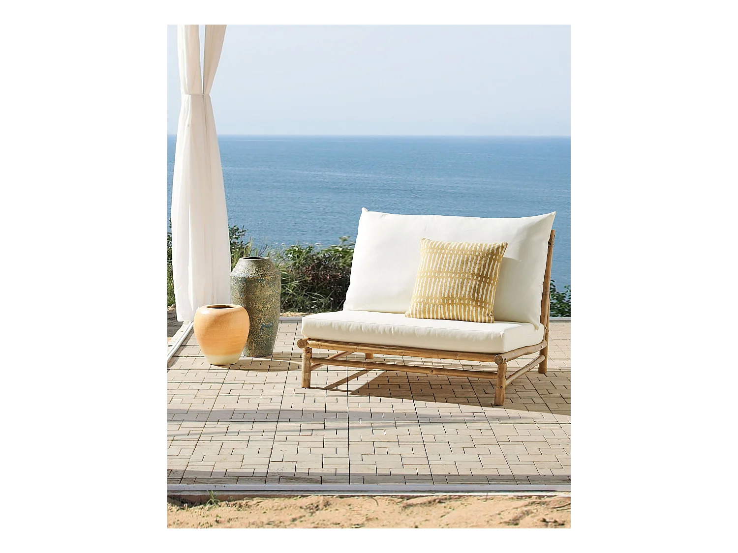 Chaise de jardin TODI Bambou Blanc cassé