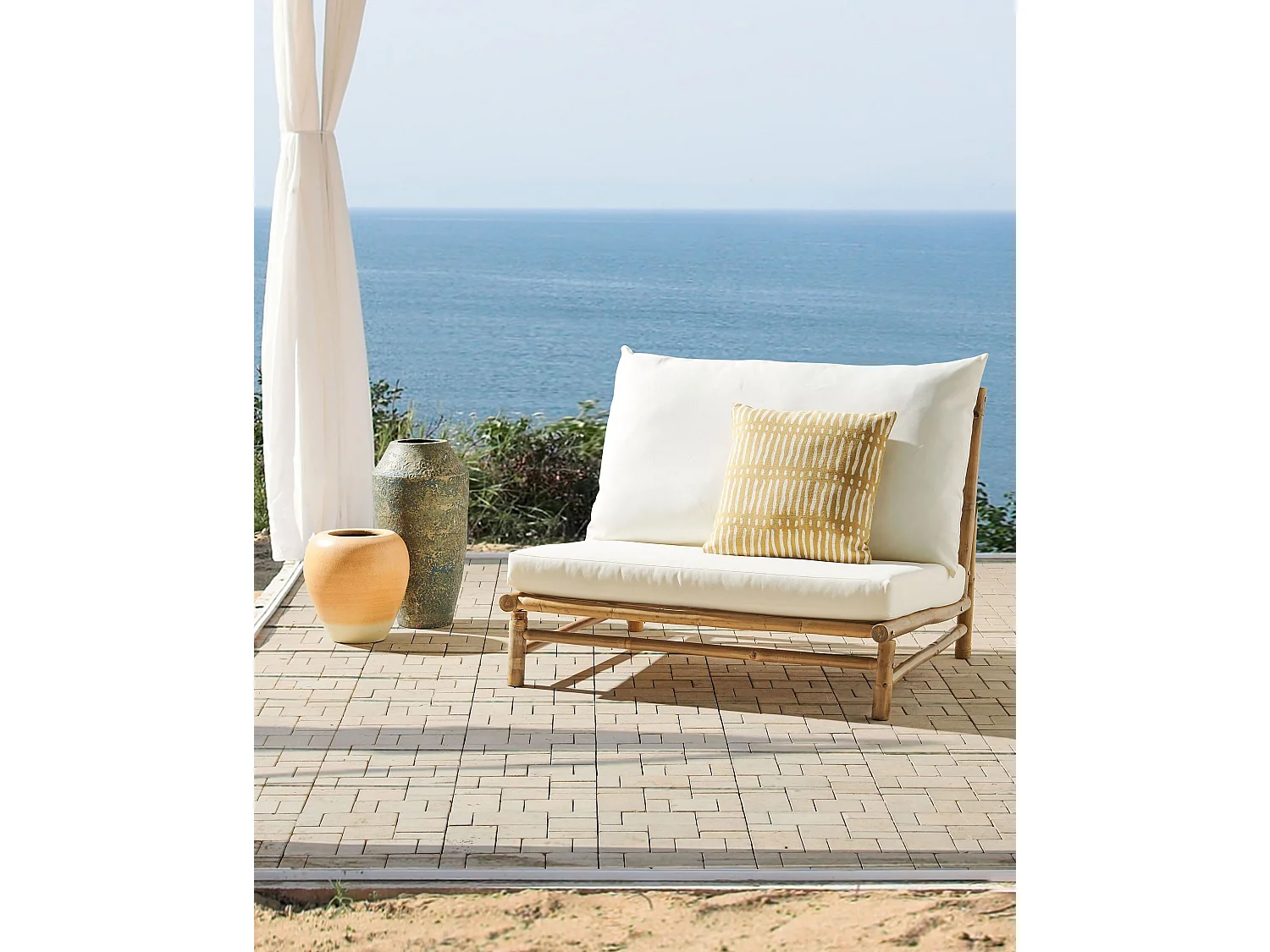 Chaise de jardin TODI Bambou Blanc cassé