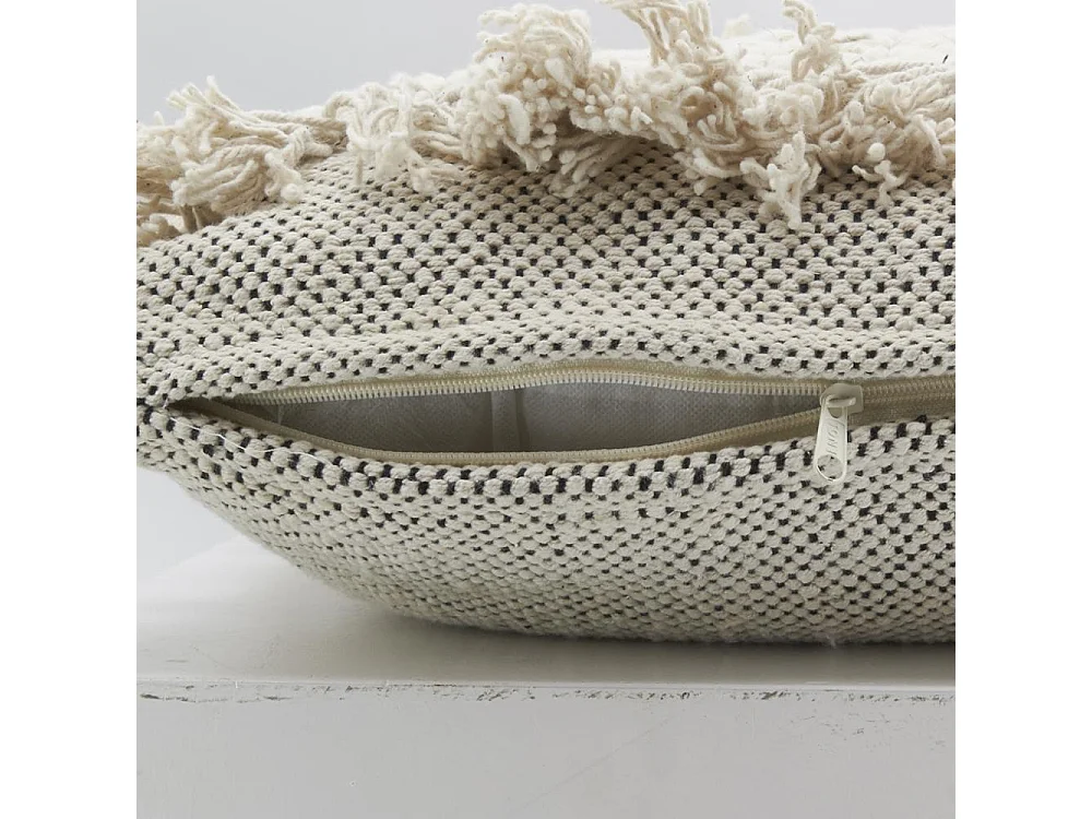 Coussins en coton à franges gris et blancs (lot de 3)