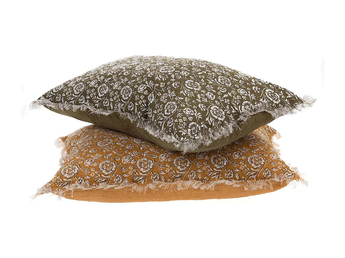 Coussin en lin à motifs Capucine 40 x 60 cm