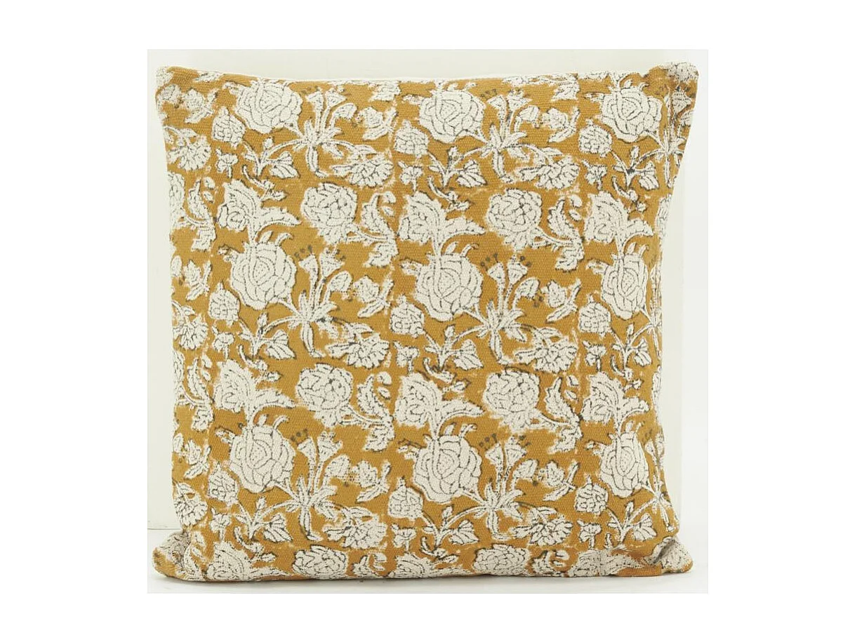 Coussin à fleurs jaune et blanc