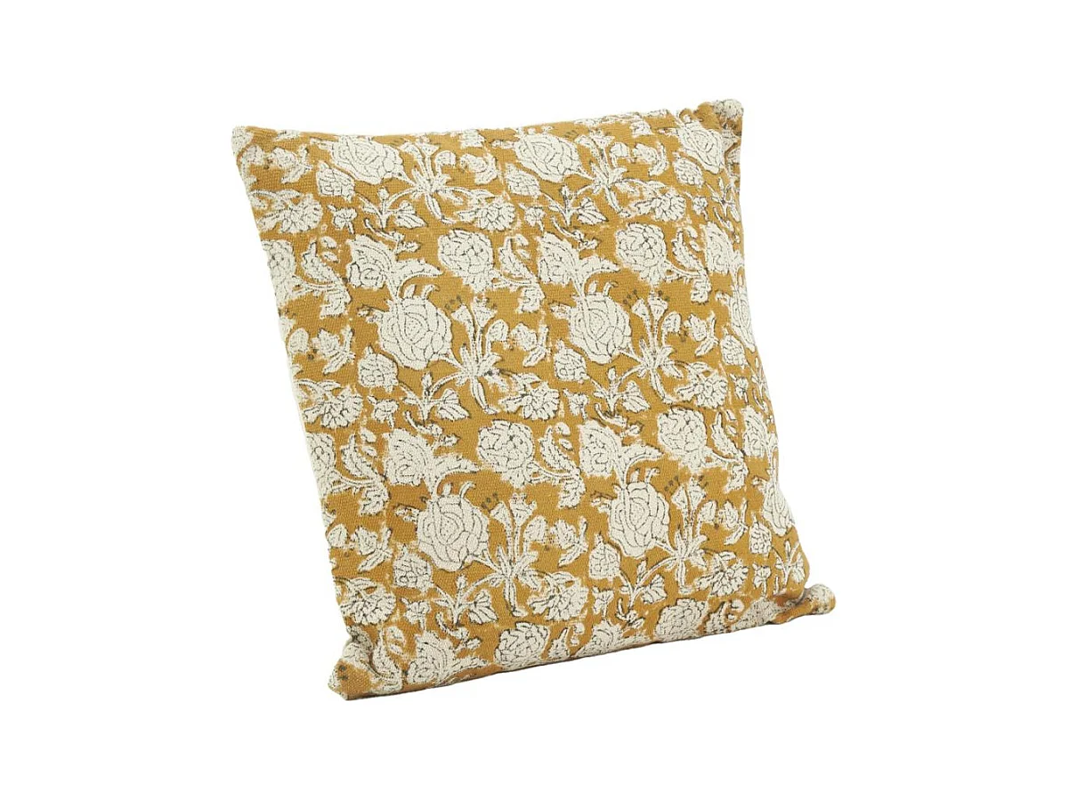 Coussin à fleurs jaune et blanc