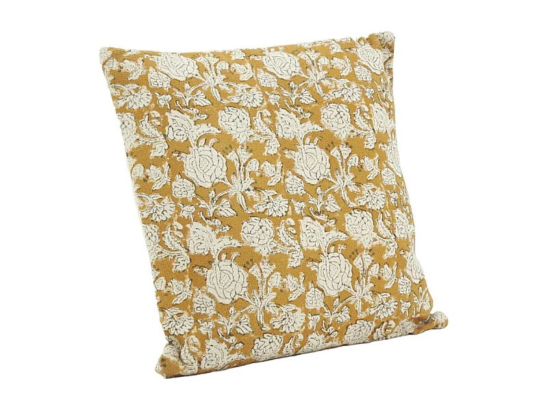Coussin à fleurs jaune et blanc