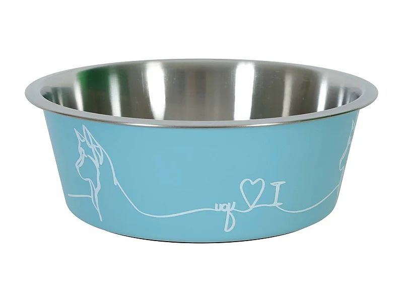 Ecuelle antidérapante bleue pour chiens Love dog 1200 ml