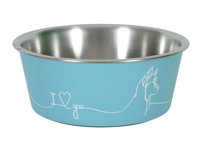 Ecuelle antidérapante bleue pour chiens Love dog 400 ml