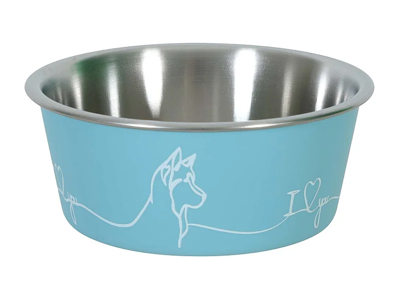 Ecuelle antidérapante bleue pour chiens Love dog 1700 ml
