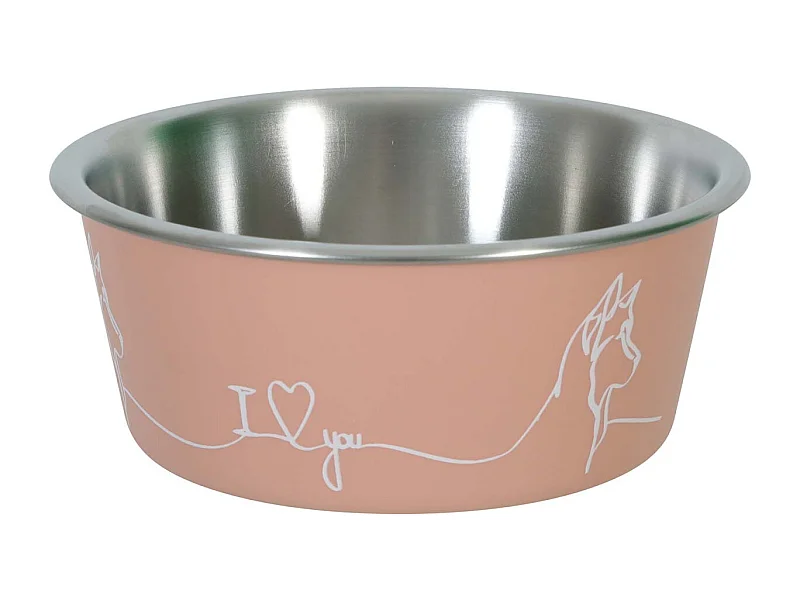 Ecuelle antidérapante rose pour chiens Love dog 1700 ml