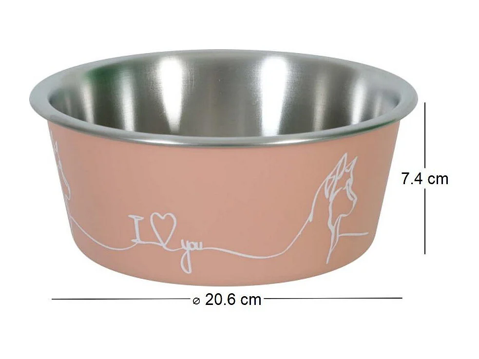 Ecuelle antidérapante rose pour chiens Love dog 1700 ml