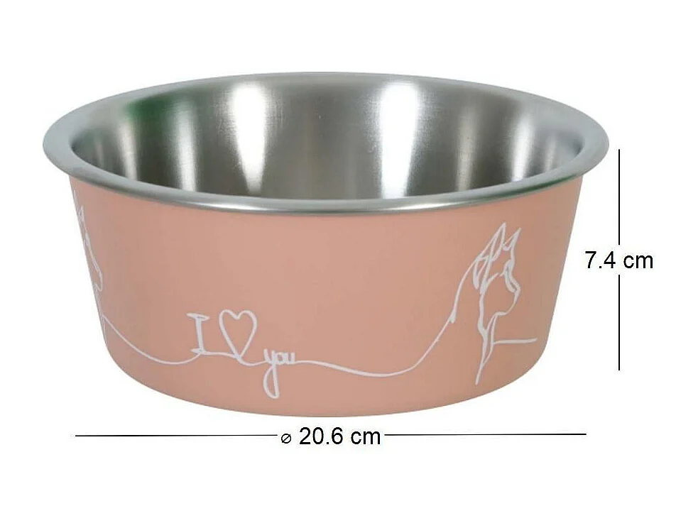 Ecuelle antidérapante rose pour chiens Love dog 1700 ml