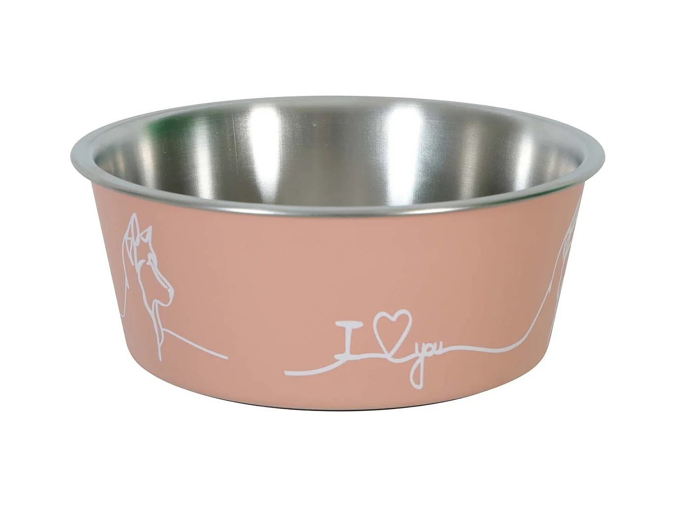 Ecuelle antidérapante rose pour chiens Love dog 400 ml