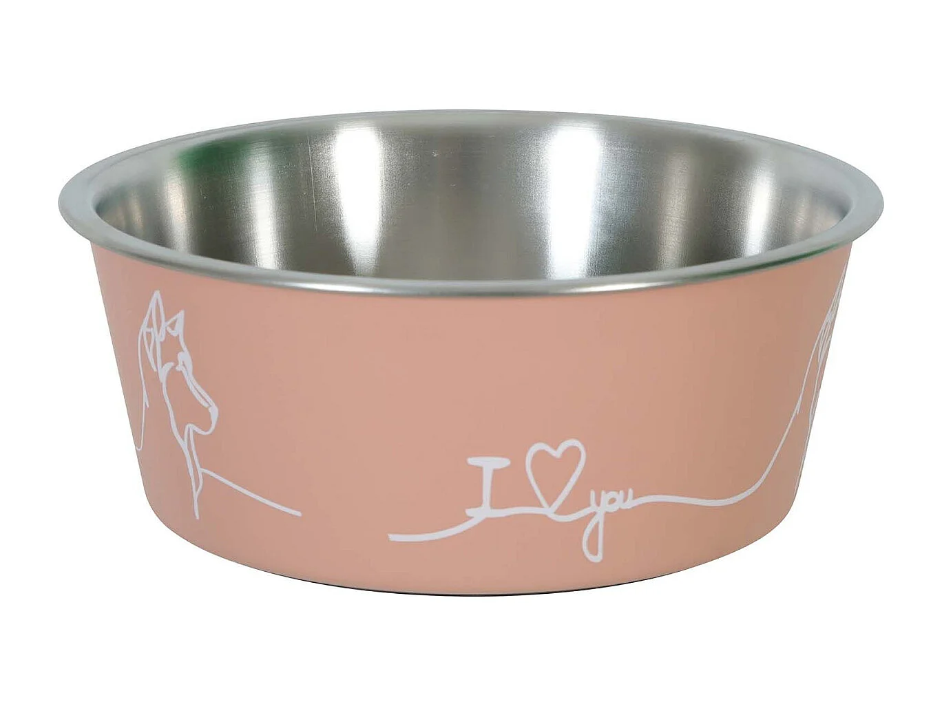 Ecuelle antidérapante rose pour chiens Love dog 400 ml
