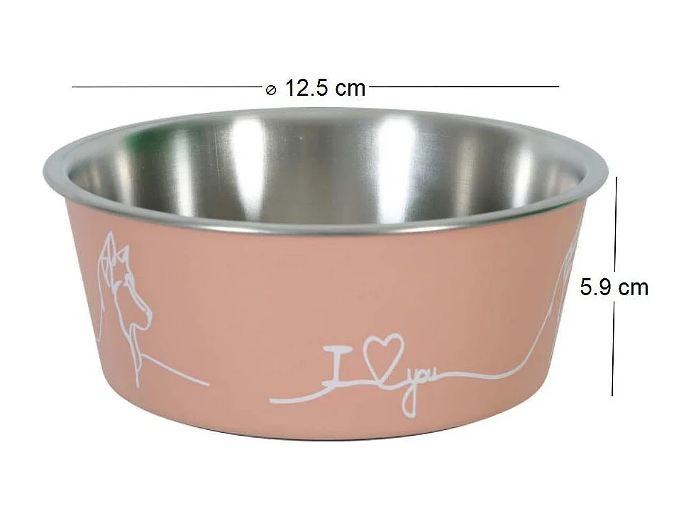Ecuelle antidérapante rose pour chiens Love dog 400 ml