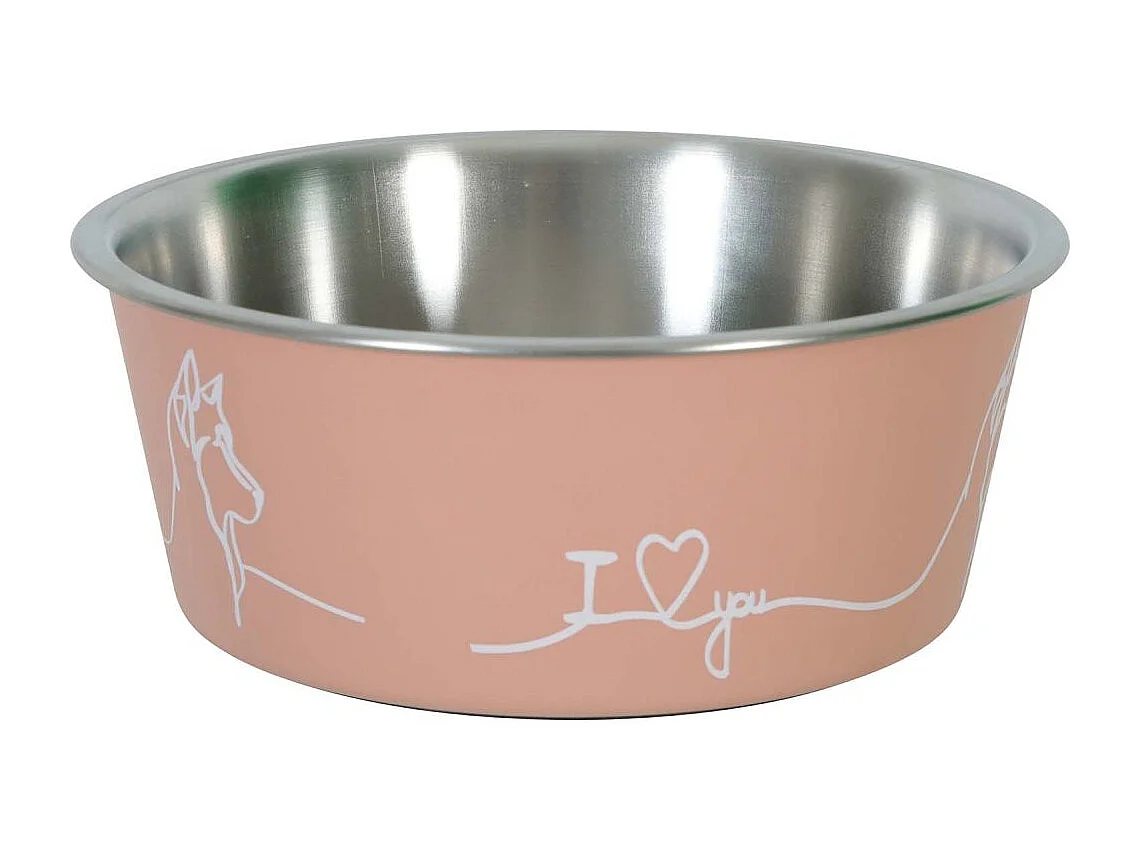 Ecuelle antidérapante rose pour chiens Love dog 400 ml