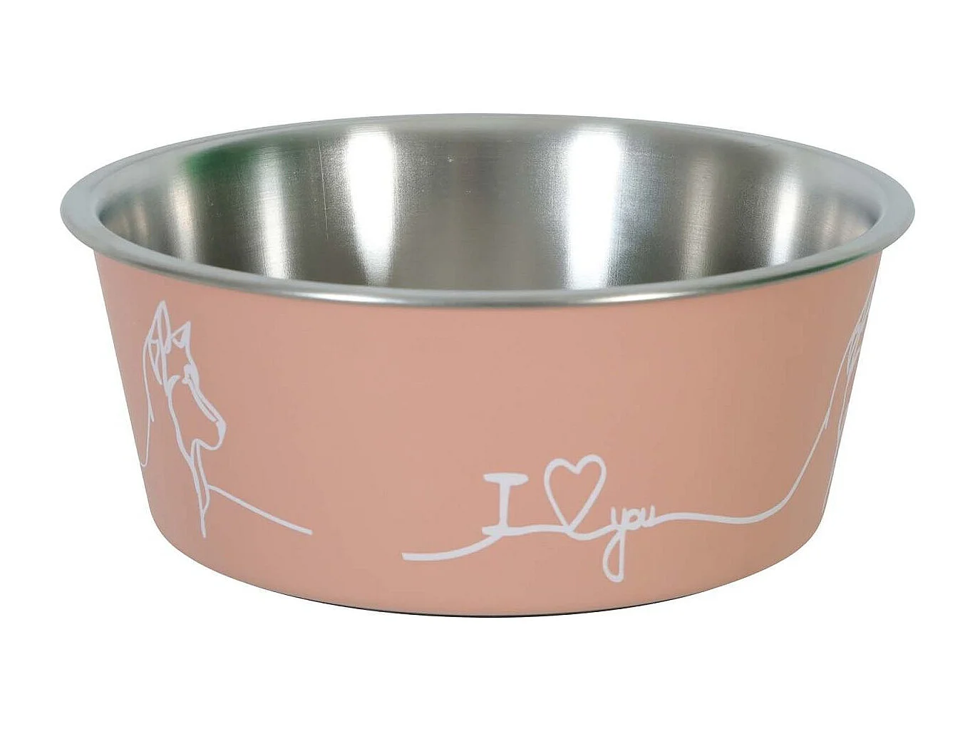 Ecuelle antidérapante rose pour chiens Love dog 400 ml