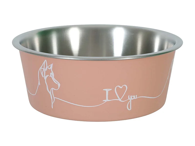 Ecuelle antidérapante rose pour chiens Love dog 750 ml