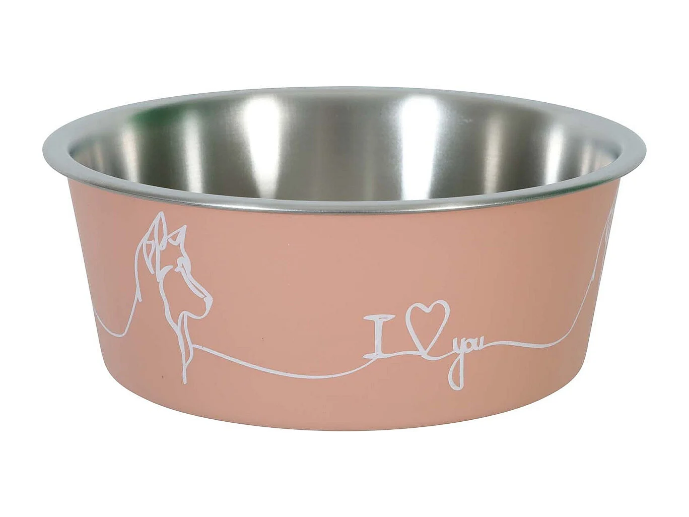 Ecuelle antidérapante rose pour chiens Love dog 750 ml