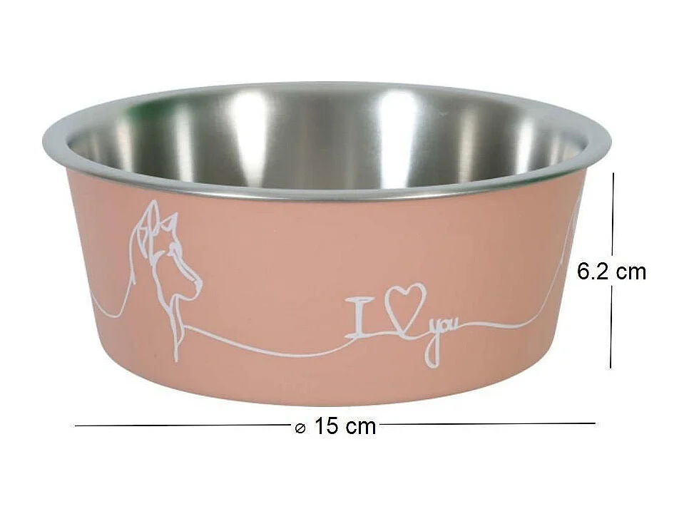 Ecuelle antidérapante rose pour chiens Love dog 750 ml