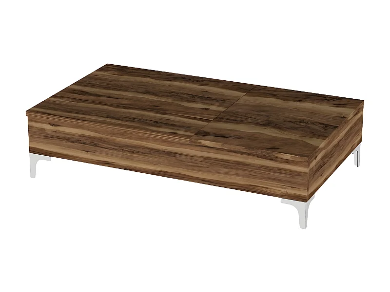 Table basse avec rangement Toffee 69,2x121cm Bois Naturel et Métal Chrome