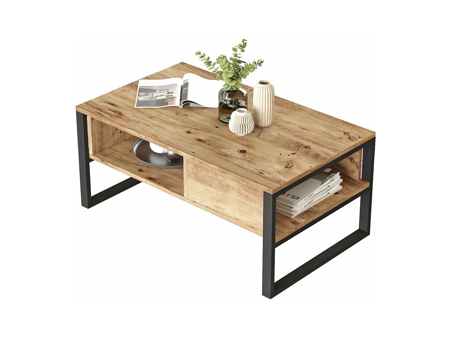 Table basse style industriel Oksana Bois clair