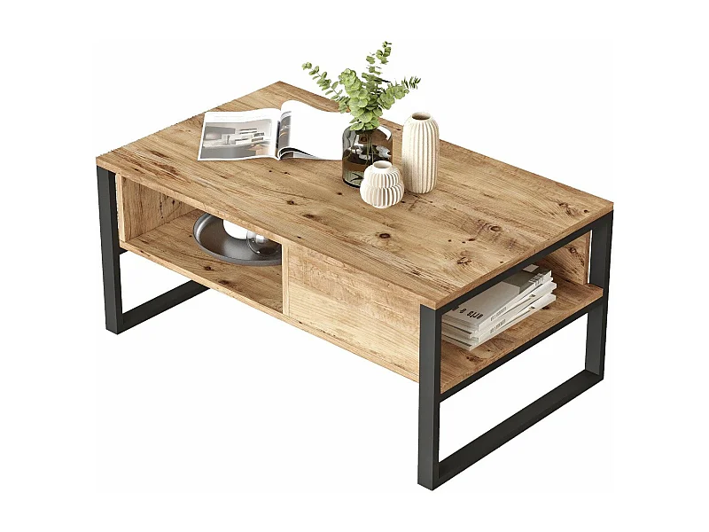 Table basse style industriel Oksana Bois clair
