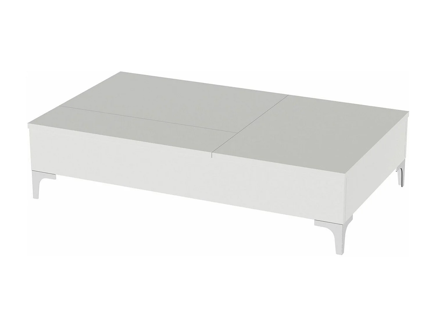 Table basse avec rangement Toffee 69,2x121cm Bois Blanc et Métal Chrome