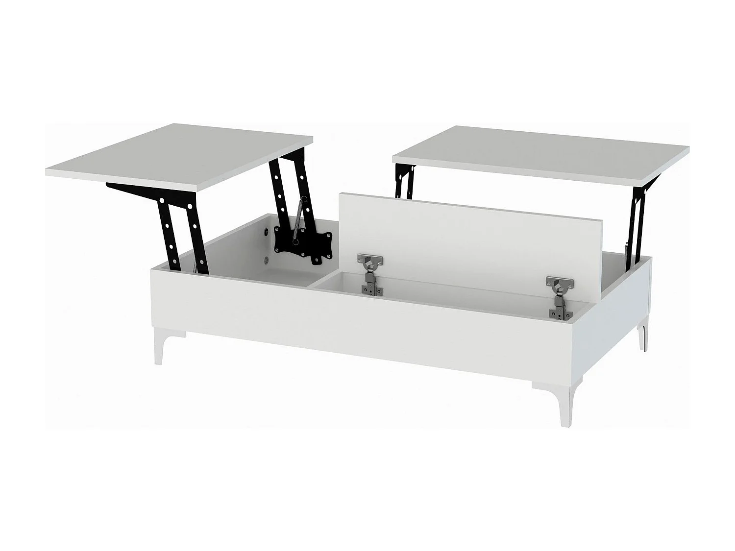 Table basse avec rangement Toffee 69,2x121cm Bois Blanc et Métal Chrome